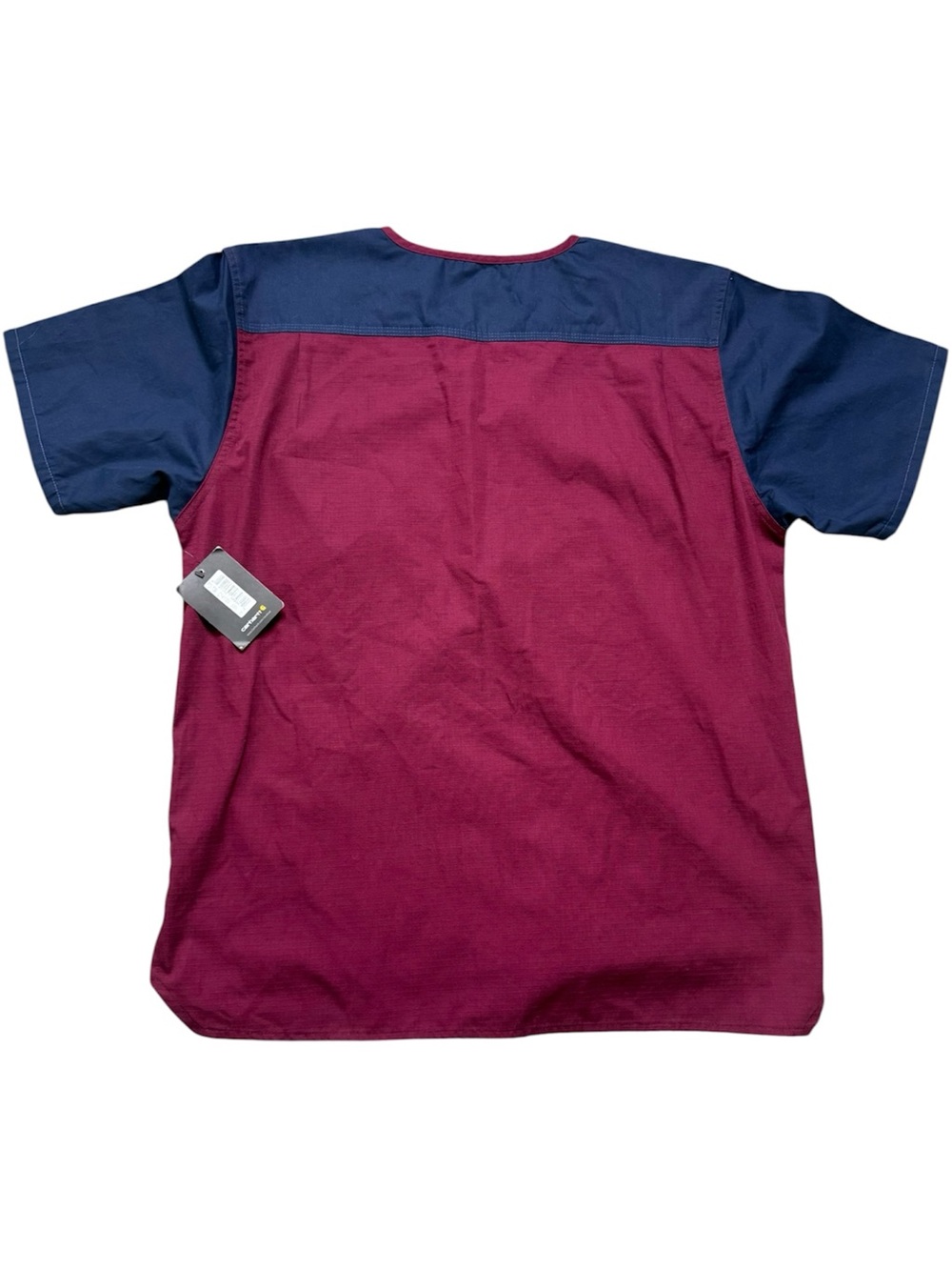 |NWT| CARHARTT Men’s Ripstop Scrub Top Burgundy Navy Colorblock V-Neck Medium - Picture 7 of 7